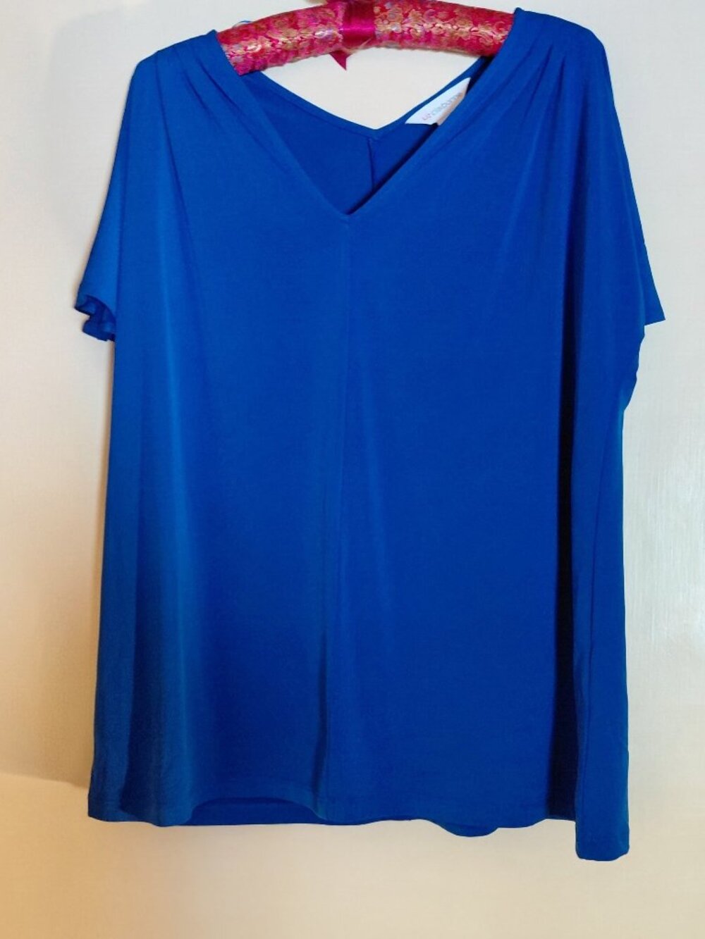 Liz Claiborne Royal Blue V-Neck Short Sleeve Top-XL